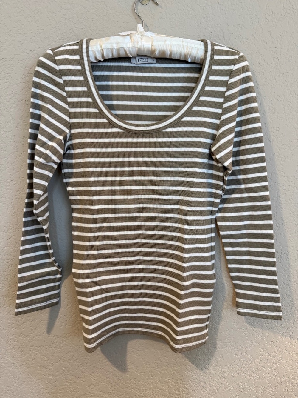 AYR The Open Ended Scoop-Neck Striped Ribbed Sleeve